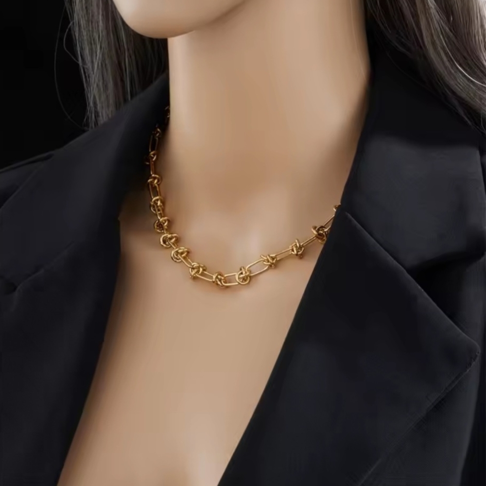Luxurious Elegant Stainless Steel 18k Gold Plated Chain Necklace